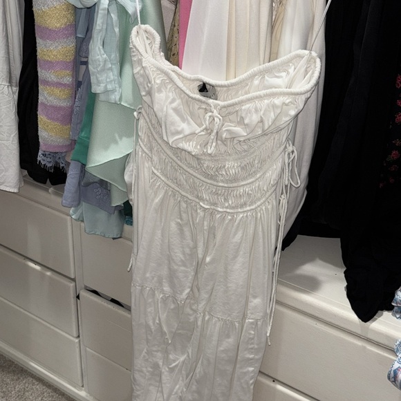 Bumpsuit Shirred Strapless Gown in White Poplin size XS - Picture 7 of 10